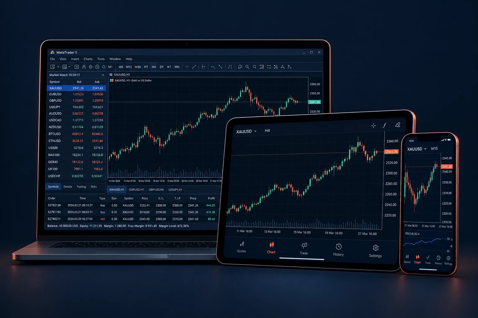 MetaTrader 5 على MacBook وiPad وiPhone